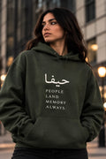 The Word — Sumud olive hoodie with People Land Memory Always